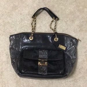 Badgley Mischka Aubergine leather shoulder bag
